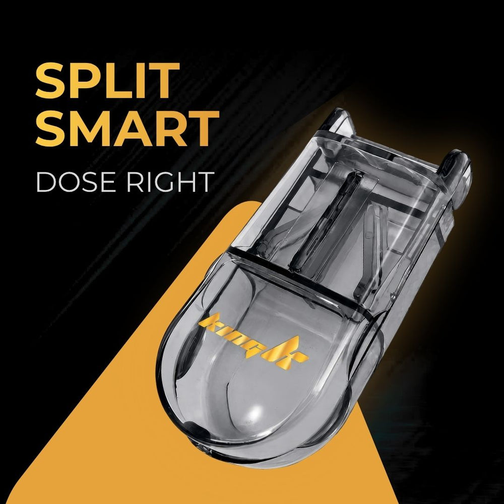 King K Pill Cutter closed, compact pocket-sized pill cutter with built-in storage