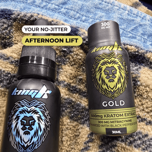 King K Gold liquid kratom extract shot lifestyle photo